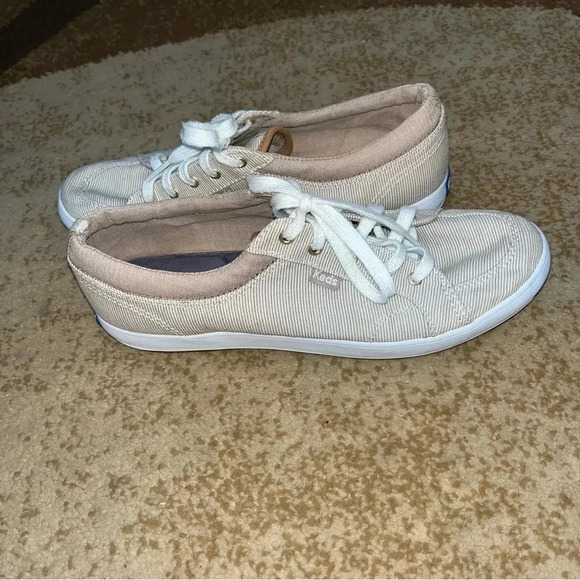 Keds tan and white stripe sneakers - Picture 3 of 8